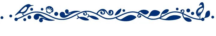 红树林外国语小学品牌蓝色花鸟纹样辅助图形 锦连环设计