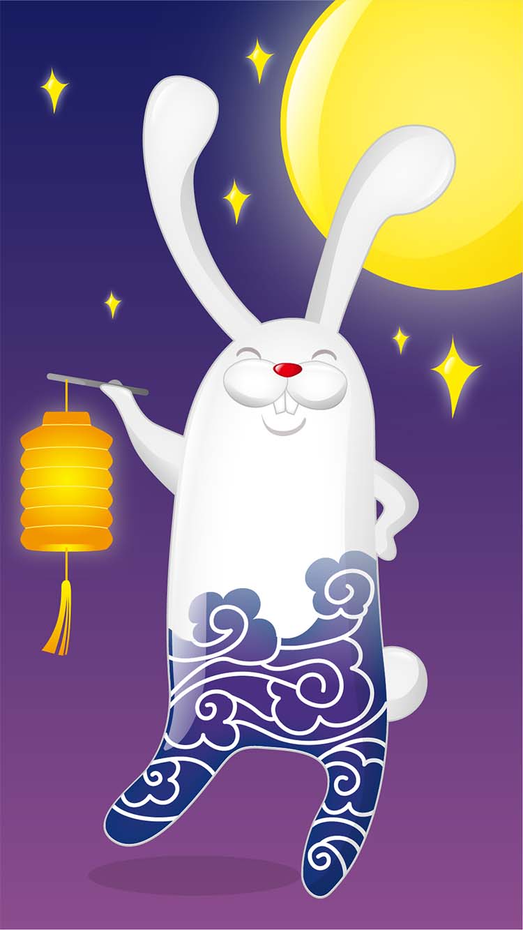 耐撕兔美好系列 白兔与圆月月来越圆满 锦连环设计