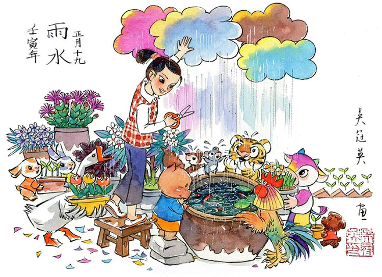 吴冠英中国风插画作品 田园生活