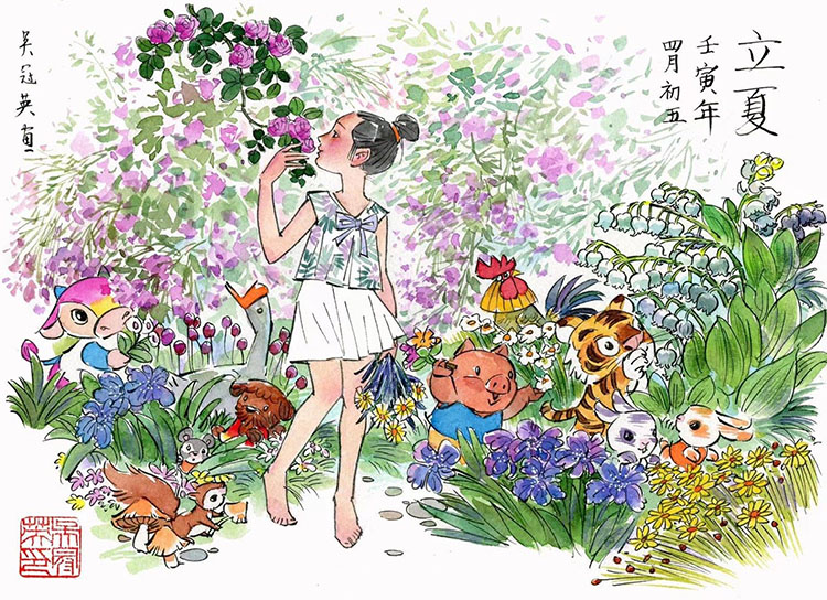 吴冠英中国风人物插画作品 繁花盛放