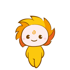 金色鬃毛吉祥物乖巧站立的卡通吉祥物形象，校园教育品牌IP表情包设计