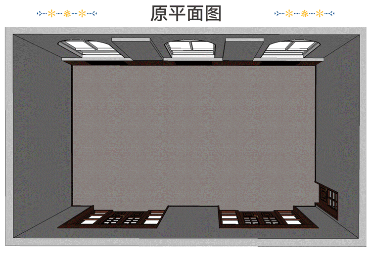 学校空间改造原始平面图,3D俯视呈现房间原始格局,文化环境建设方案