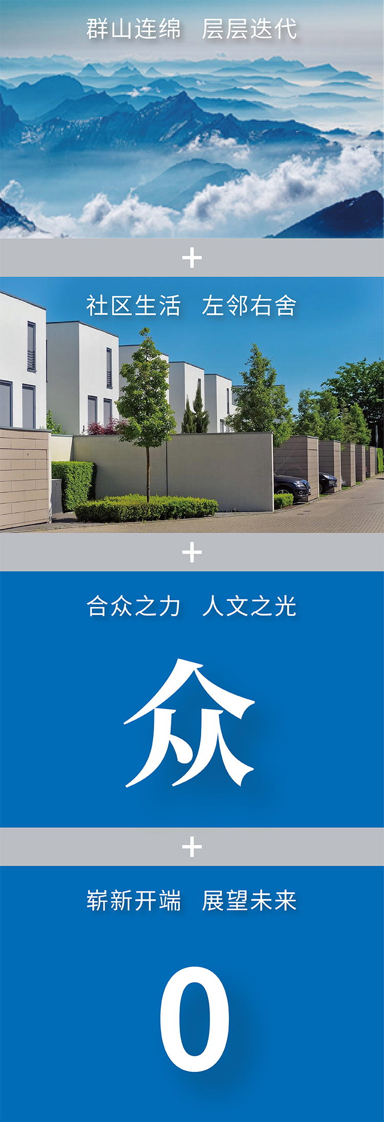 石景山社区学院品牌应用竖排,建筑与众0数字蓝色版面,教育品牌视觉设计