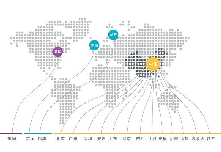 锦连环客户分布世界地图,覆盖美国英国瑞典及国内多省,展现业务版图