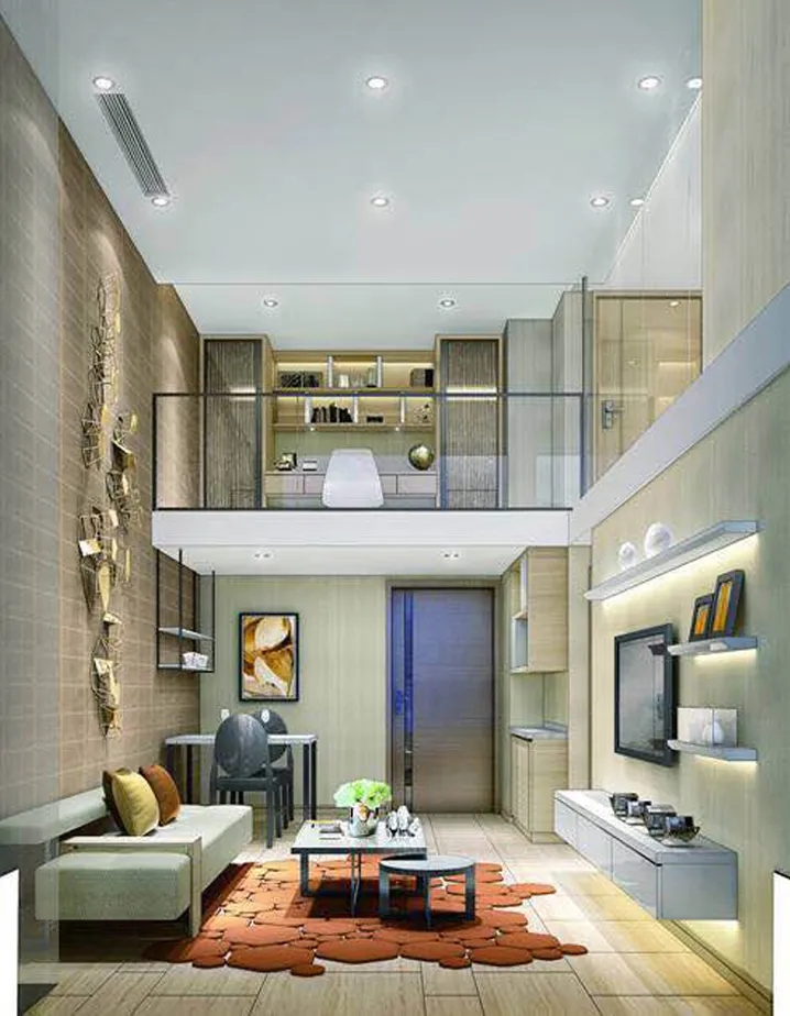 锦连环精装loft公寓室内,明亮舒适的员工居住空间