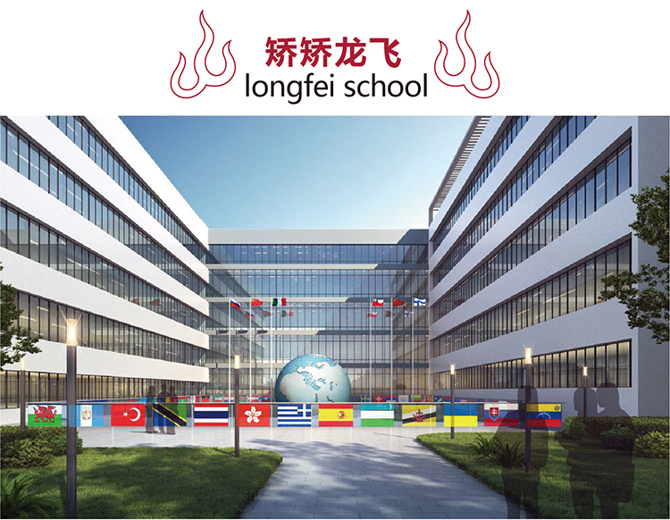 矫矫龙飞主题,郑州龙飞中学教学楼建筑外立面设计效果图
