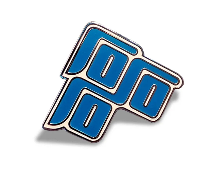 蓝色立体字造型学校徽章logo,锦连环校徽设计案例