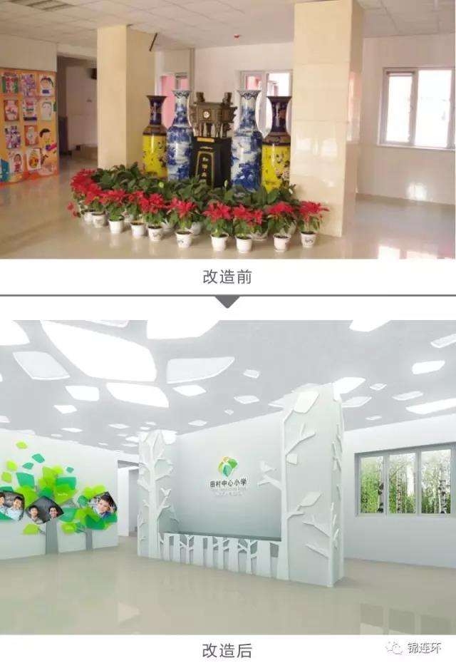 田村中心小学绿色田园主题走廊空间组图，锦连环校园廊道环境建设