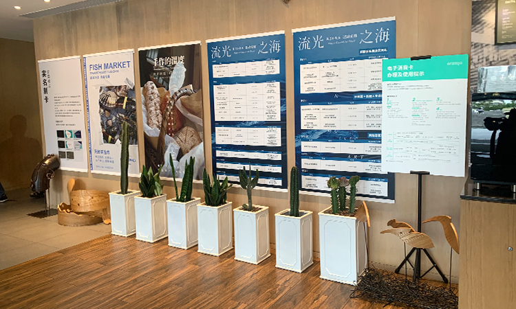 阿那亚室内展陈空间画册展架,锦连环文化之旅参访