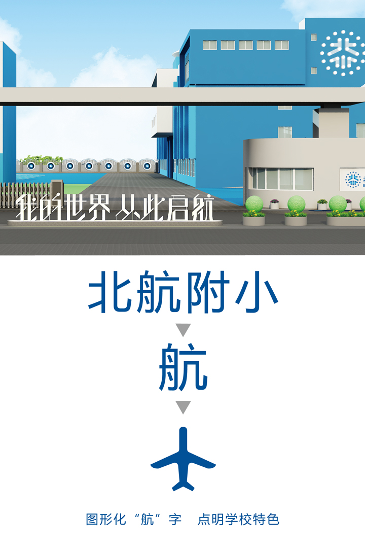 北航附小蓝色品牌画册航与飞机封面,锦连环VI系统设计