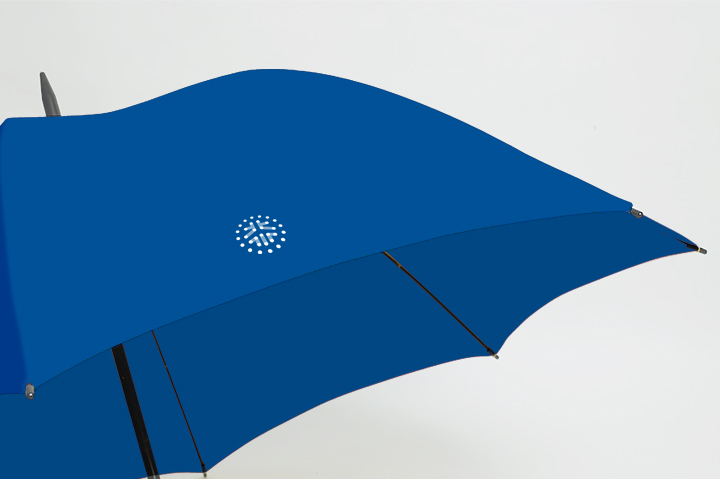 北航附小蓝色logo品牌雨伞,锦连环品牌礼品设计