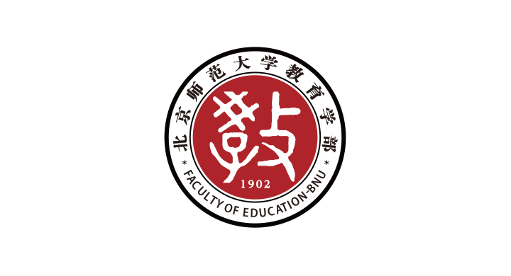 北京师范大学教育学部校徽标志，红黑配色圆形徽章融合传统篆字与建校年份