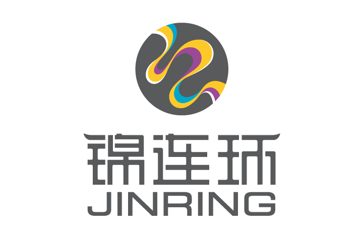 锦连环JINRING品牌标志，环形图案搭配锦连环中英文名称的企业视觉设计