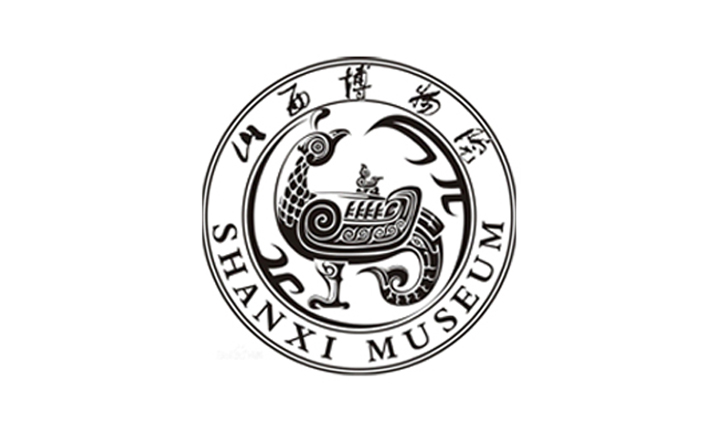 山西博物院圆形标志，以馆藏鸟尊回首凤鸟造型构成的博物馆LOGO设计