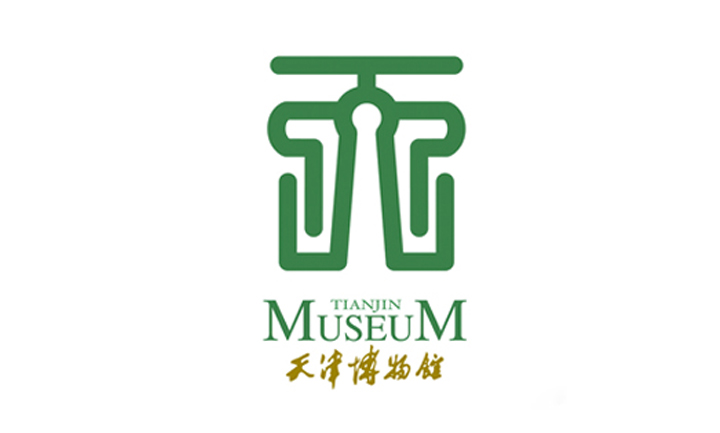 天津博物馆绿色标志，叉腰人形巧化天字的博物馆品牌LOGO设计