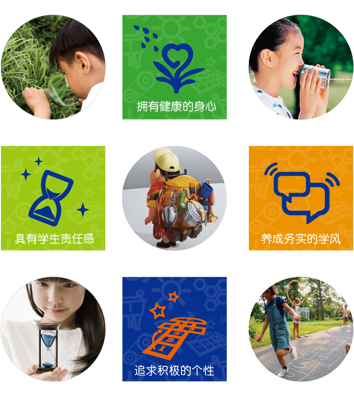 东北旺中心小学体验式教育活动圆形照片组图，孩子观察自然动手实践场景