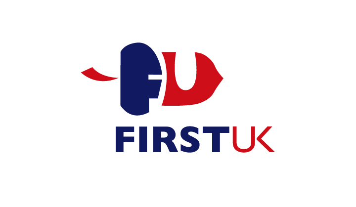 First UK早期旧标志,红色FU图形与品牌全称,锦连环教育品牌升级前对照