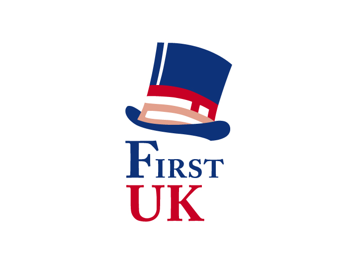 First UK新标志,蓝色高顶礼帽造型logo,锦连环教育品牌升级设计
