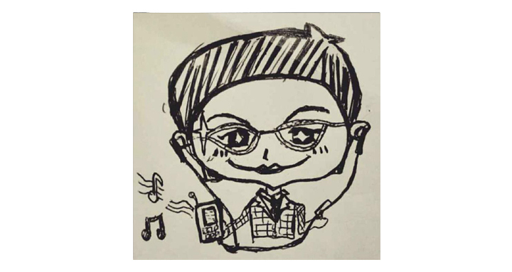 手绘戴眼镜听音乐卡通人物头像素描,以漫画风格塑造亲切有趣的个人品牌形象