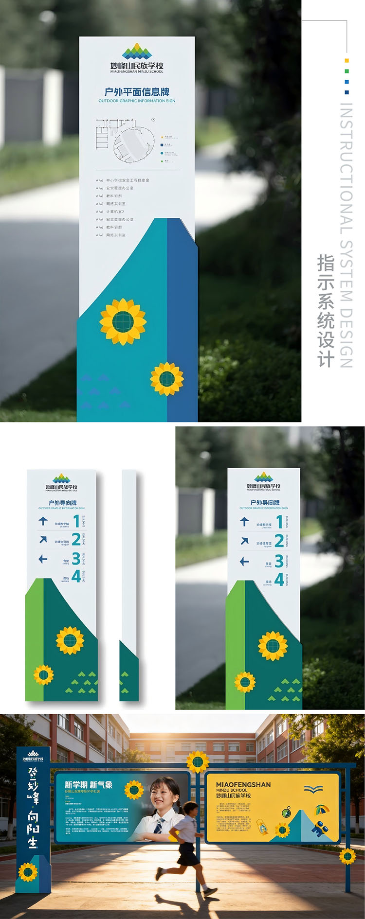 妙峰山民族学校品牌设计整体效果,妙峰山立向阳花开,沉浸式文化场域静默育人