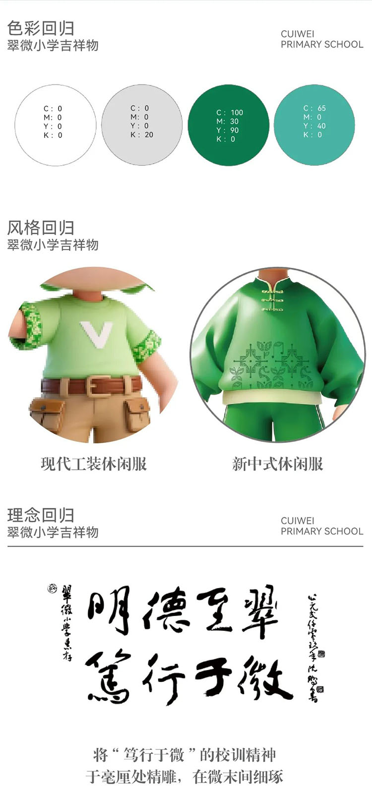 锦连环设计的翠微小学吉祥物翠小V,拥有生态滤镜视角的小小观察者形象