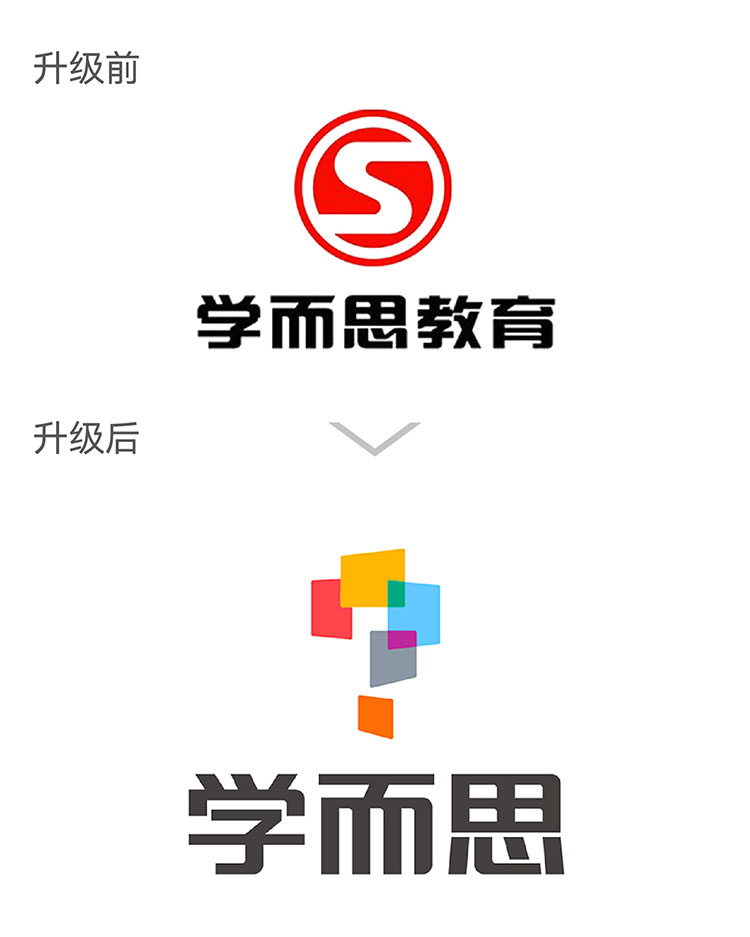 学而思教育品牌标志升级前后对比展示